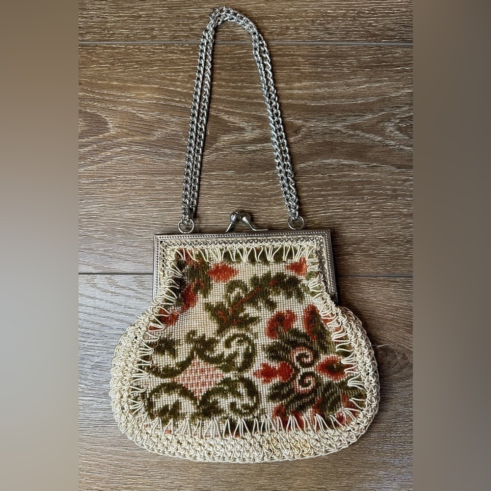 VINTAGE Mister Simon Ernest Floral Tapestry Clasp Purse Made in ITALY 40s 50s - Picture 5 of 15